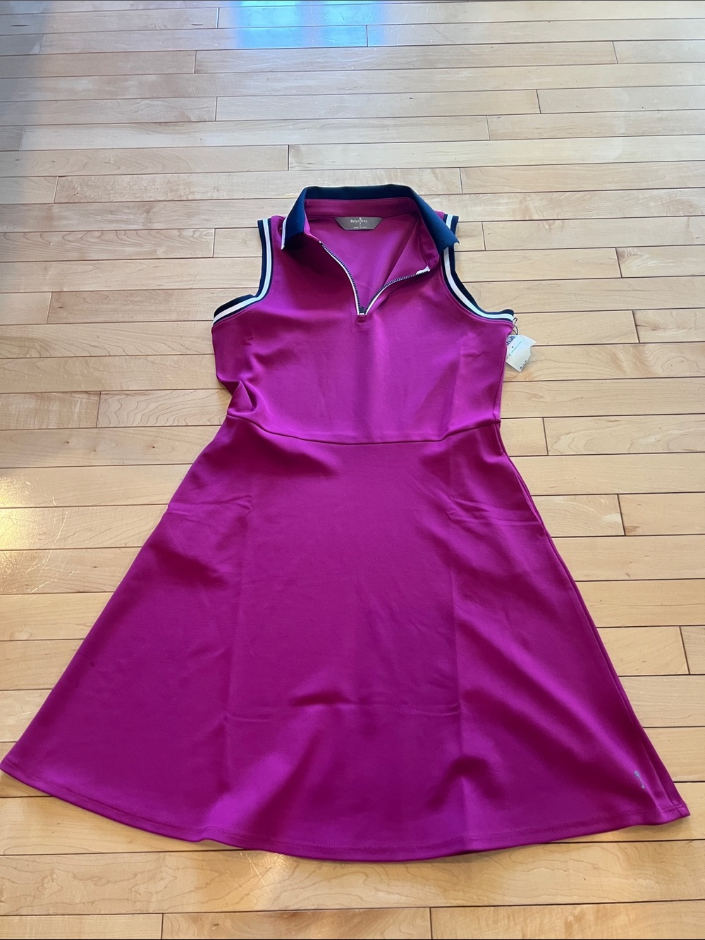 Belyn Key Magenta Preston Polo Fit-and-Flare Dress Trim New With Tags